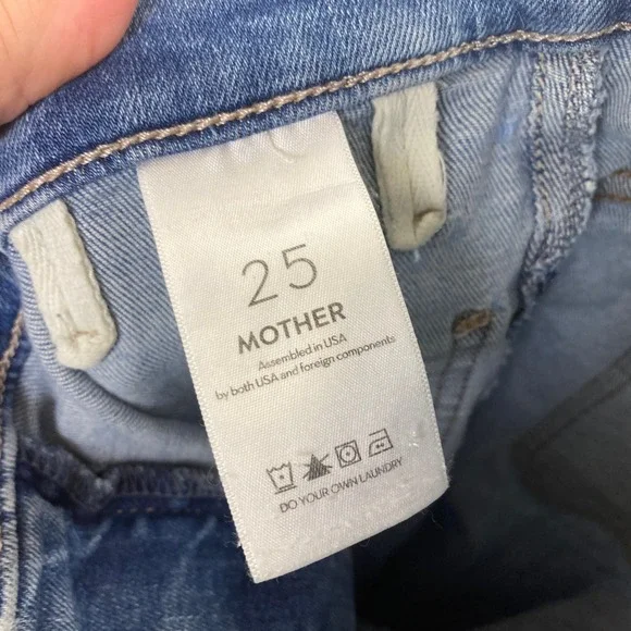 MOTHER Sz‎ 25 Hustler Ankle Cropped Flare Raw Hem Designer Blue Stretch Jeans - Picture 5 of 9
